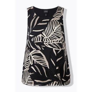 Ulla Popken Débardeur long A-ligne Motif Feuilles Encolure Ronde  