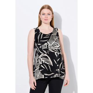 Ulla Popken Débardeur long A-ligne Motif Feuilles Encolure Ronde  