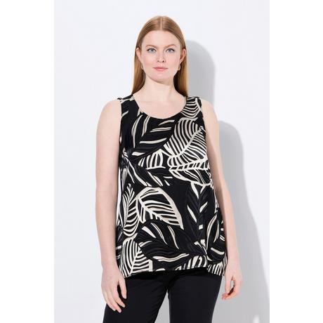 Ulla Popken Débardeur long A-ligne Motif Feuilles Encolure Ronde  
