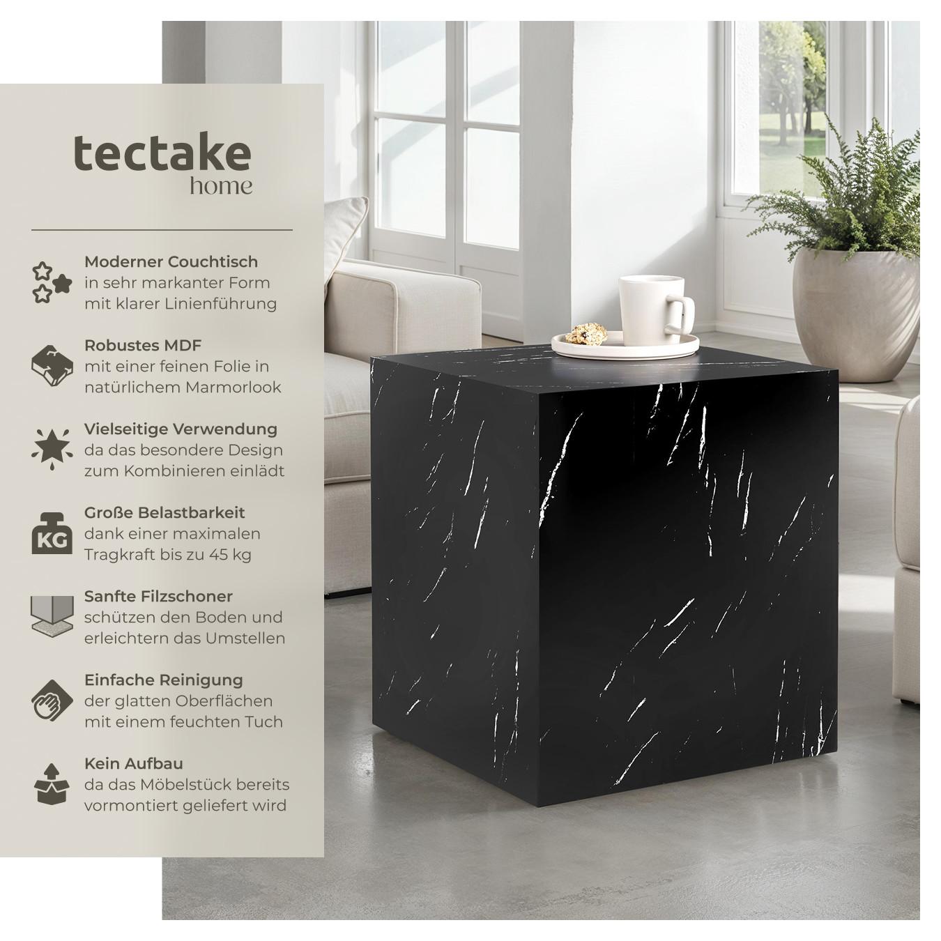 Tectake Couchtisch Lasley minimalistisches Design robustes MDF in Marmoroptik  