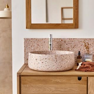 Tikamoon Vasque ronde en terrazzo premium pink Milos  