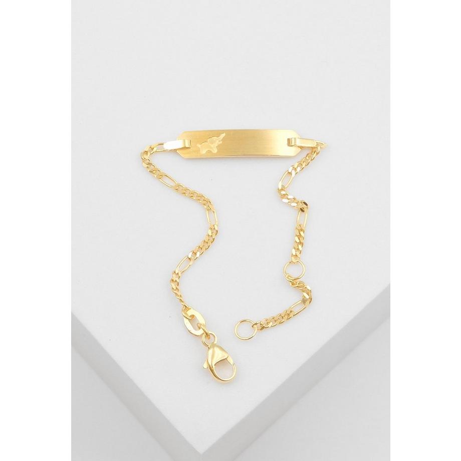 MUAU Schmuck  ID-Bracelet Figaro Gelbgold 750, 1.8mm, 14cm 