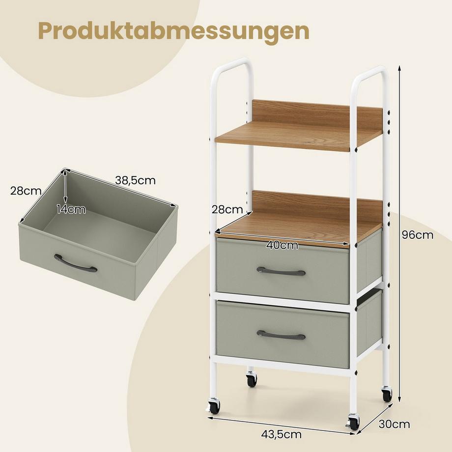 Northix Mobiler Aufbewahrungswagen mit Schubladen  