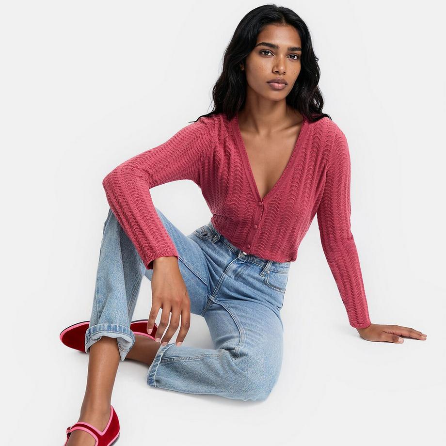 La Redoute Collections Cardigan col v en fine maille  