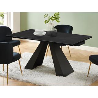 Maison Céphy Table à manger extensible 6 à 10 personnes en verre trempé, céramique et métal - Effet marbre noir - LOZIPA de Maison Céphy  