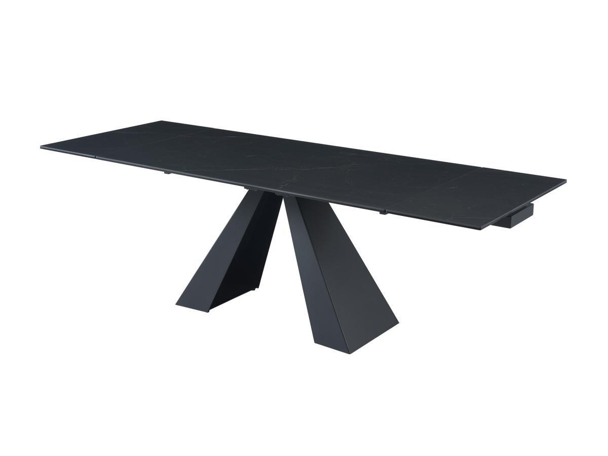 Maison Céphy Table à manger extensible 6 à 10 personnes en verre trempé, céramique et métal - Effet marbre noir - LOZIPA de Maison Céphy  