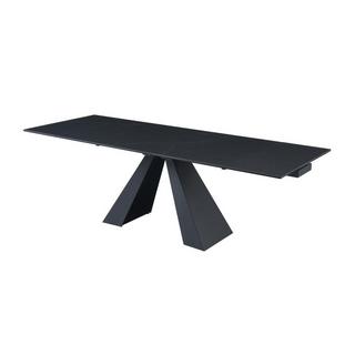 Maison Céphy Table à manger extensible 6 à 10 personnes en verre trempé, céramique et métal - Effet marbre noir - LOZIPA de Maison Céphy  