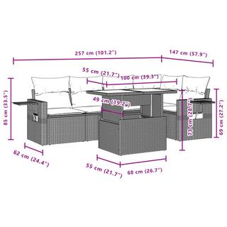 VidaXL Ensemble de canapés de jardin rotin synthétique  