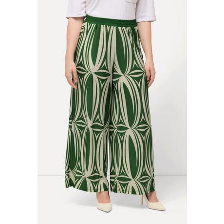 Ulla Popken  Culottes di jersey con stampa grafica, taglio della gamba ampio e cintura elastica 