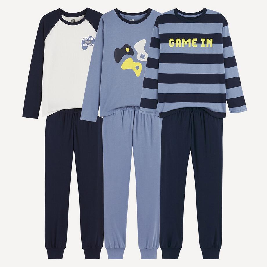 3er-Set Jersey-Pyjamas mit Gaming-Print