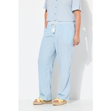 Pantaloni modello Rose in seersucker a righe con taglio della gamba ampio e cintura elastica