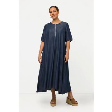 Robe trapèze en Lyocell, col rond et manches courtes, broderie