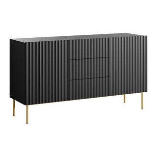 Vente-unique  Credenza con 2 ante e 3 cassetti in MDF e Acciaio Nero e Dorato - EVILANA 