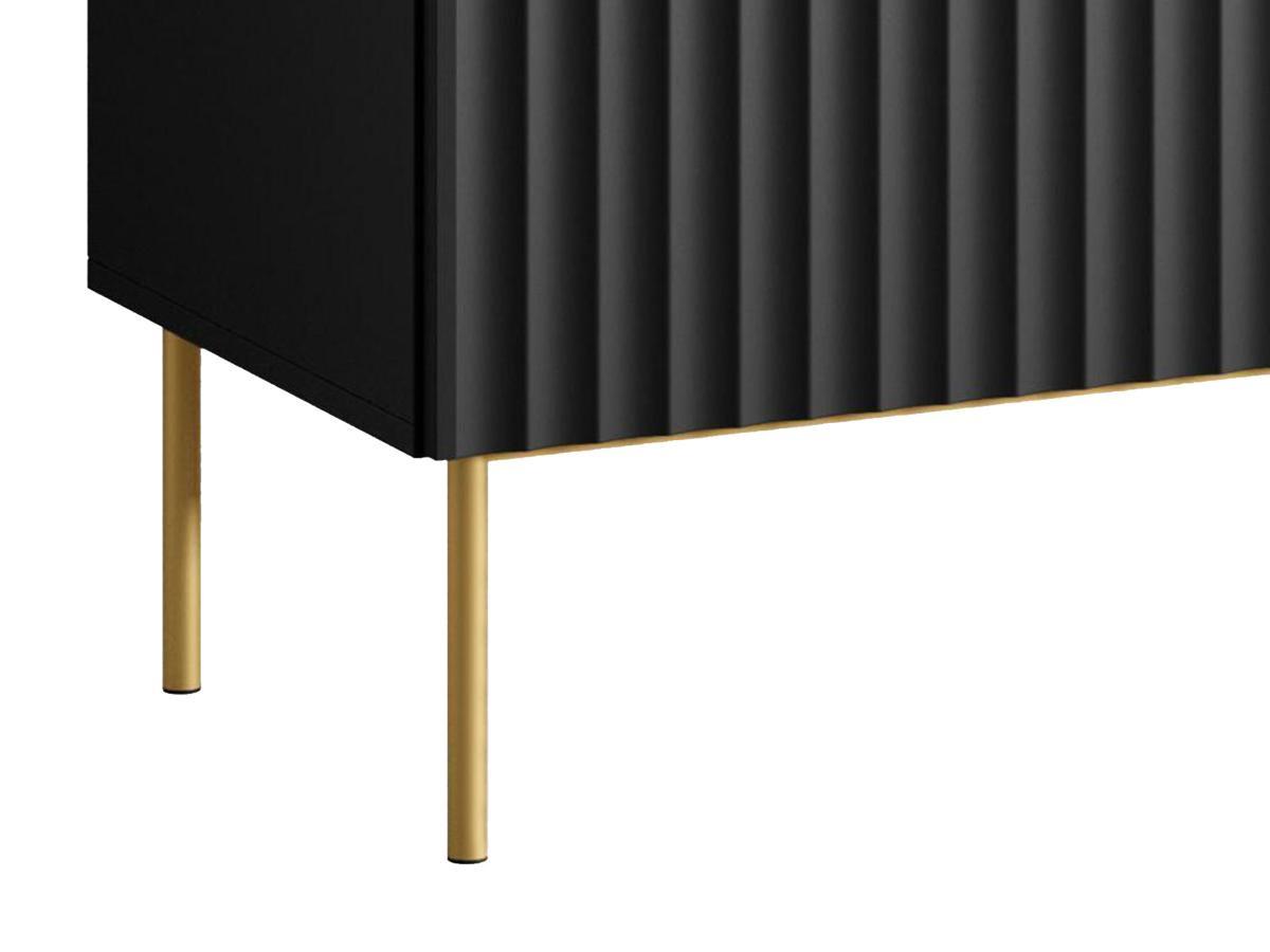 Vente-unique  Credenza con 2 ante e 3 cassetti in MDF e Acciaio Nero e Dorato - EVILANA 