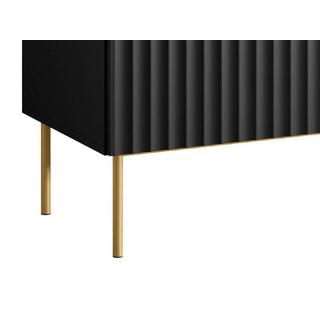 Vente-unique  Credenza con 2 ante e 3 cassetti in MDF e Acciaio Nero e Dorato - EVILANA 