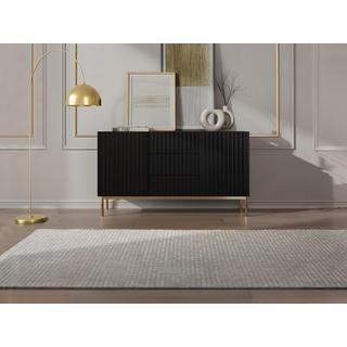 Vente-unique  Credenza con 2 ante e 3 cassetti in MDF e Acciaio Nero e Dorato - EVILANA 