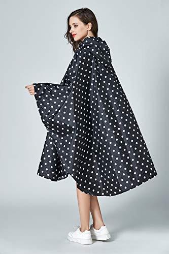 Alopini Poncho Antipioggia Elegante Impermeabile a Pois con Cappuccio Cerniera  