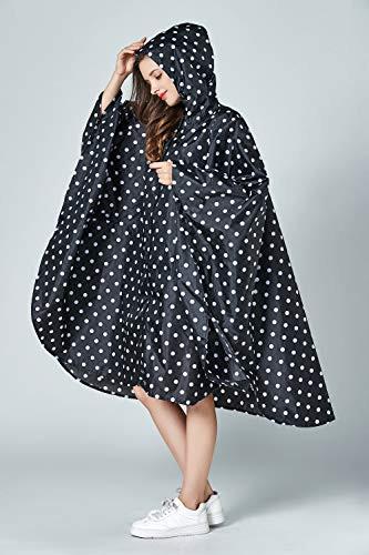 Alopini Poncho Antipioggia Elegante Impermeabile a Pois con Cappuccio Cerniera  