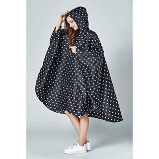 Alopini Stylischer Wasserdichter Gepunkteter Regenponcho mit Kapuze Reissverschluss  