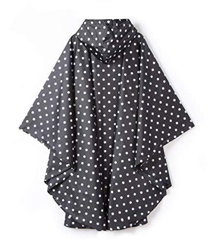 Alopini Poncho Antipioggia Elegante Impermeabile a Pois con Cappuccio Cerniera  