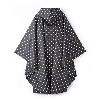 Alopini Stylischer Wasserdichter Gepunkteter Regenponcho mit Kapuze Reissverschluss  