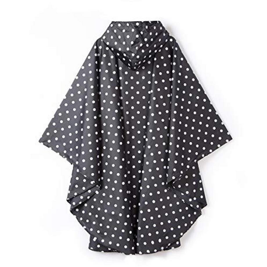 Alopini Stylischer Wasserdichter Gepunkteter Regenponcho mit Kapuze Reissverschluss  