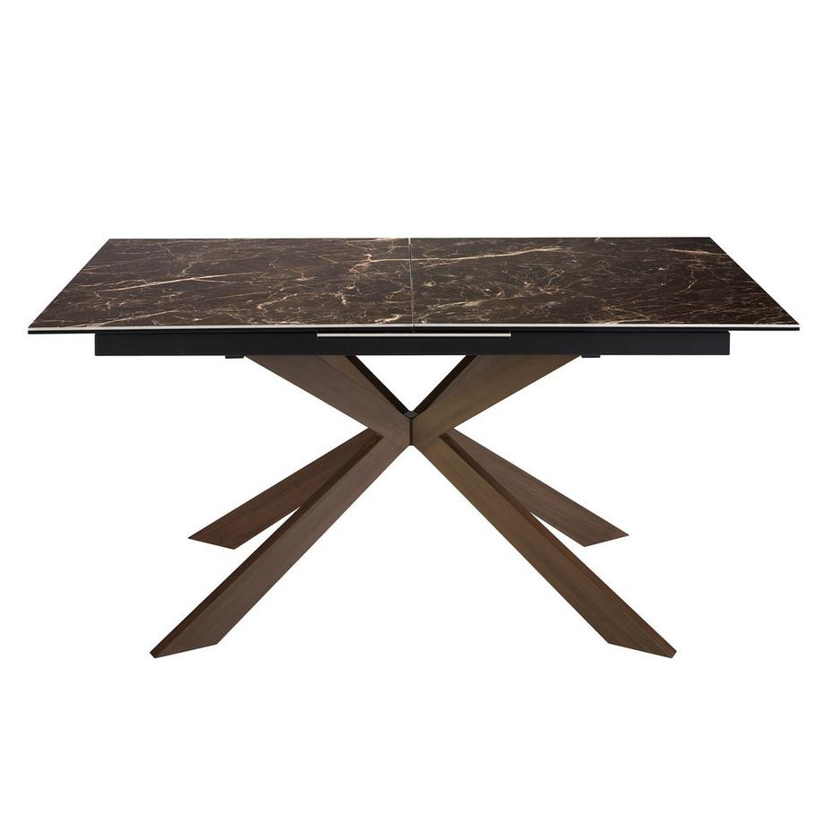 ANGEL CERDA Tavolo da pranzo allungabile rettangolare marmo porcellanato e acciaio effetto noce  