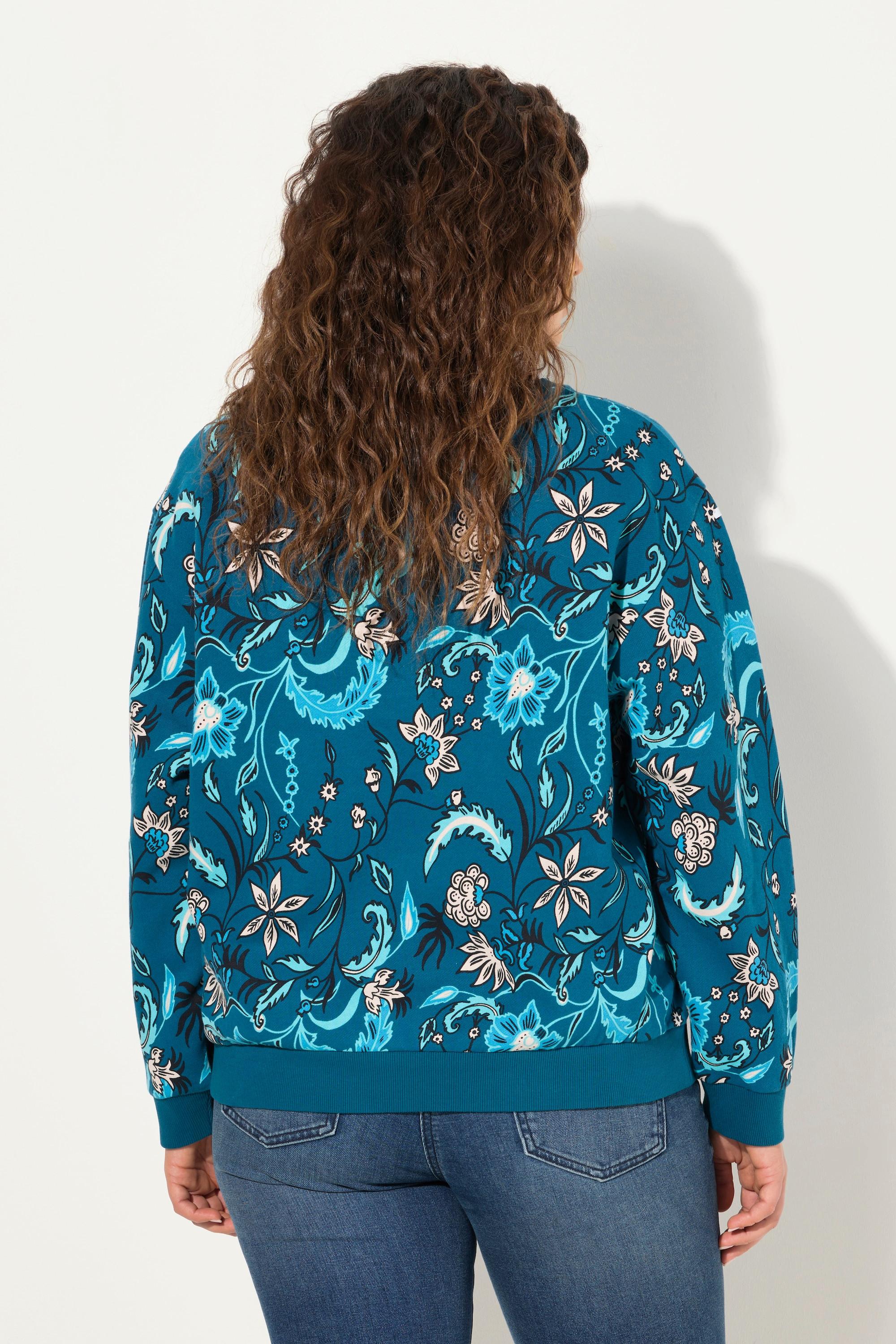 Ulla Popken Oversized Pailletten Allover-Print Sweatshirt  
