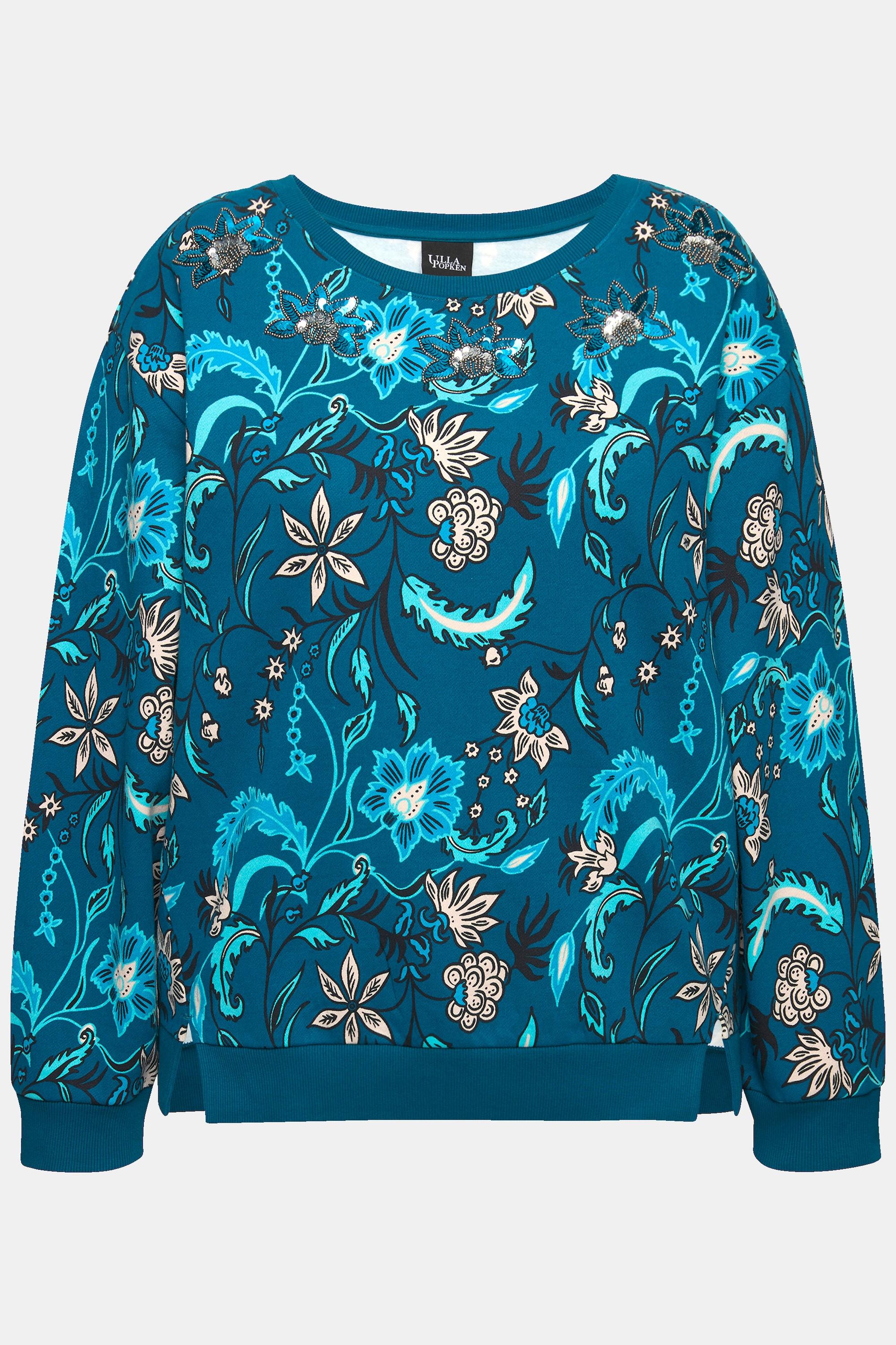 Ulla Popken Oversized Pailletten Allover-Print Sweatshirt  