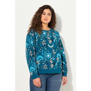 Ulla Popken  Sweat-shirt à paillettes, coupe oversize, col rond et manches longues 