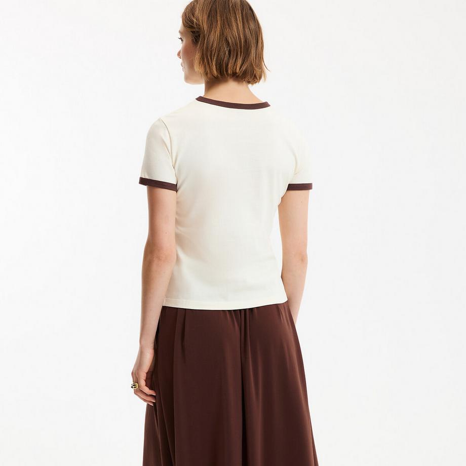 La Redoute Collections Kurzarm Rundhals T-Shirt mit Kontrastabschlüssen  