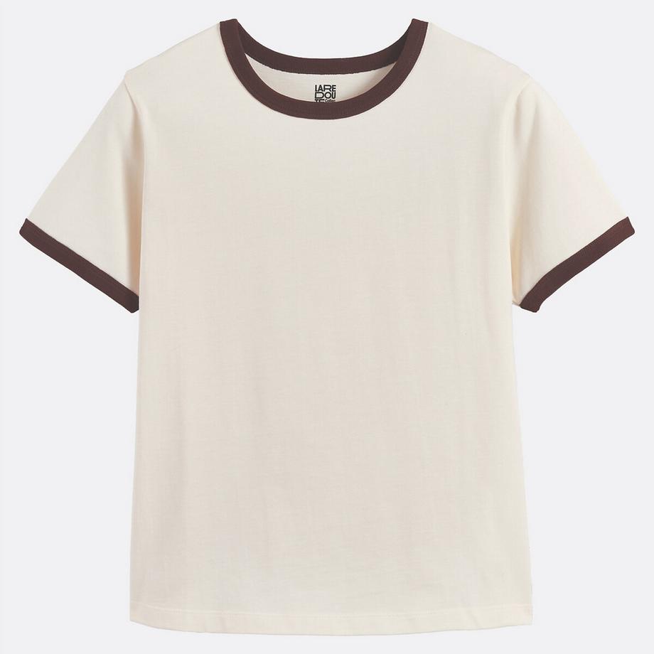 La Redoute Collections Kurzarm Rundhals T-Shirt mit Kontrastabschlüssen  