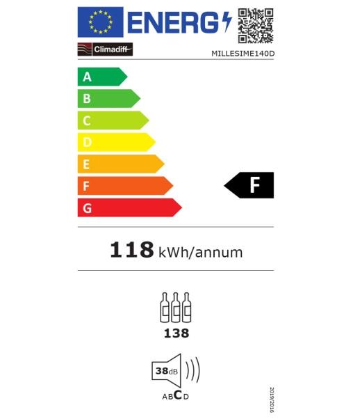 Climadiff Climadiff MILLESIME140D refroidisseur à vin Refroidisseur de vin compresseur Pose libre Noir 138 bouteille(s)  