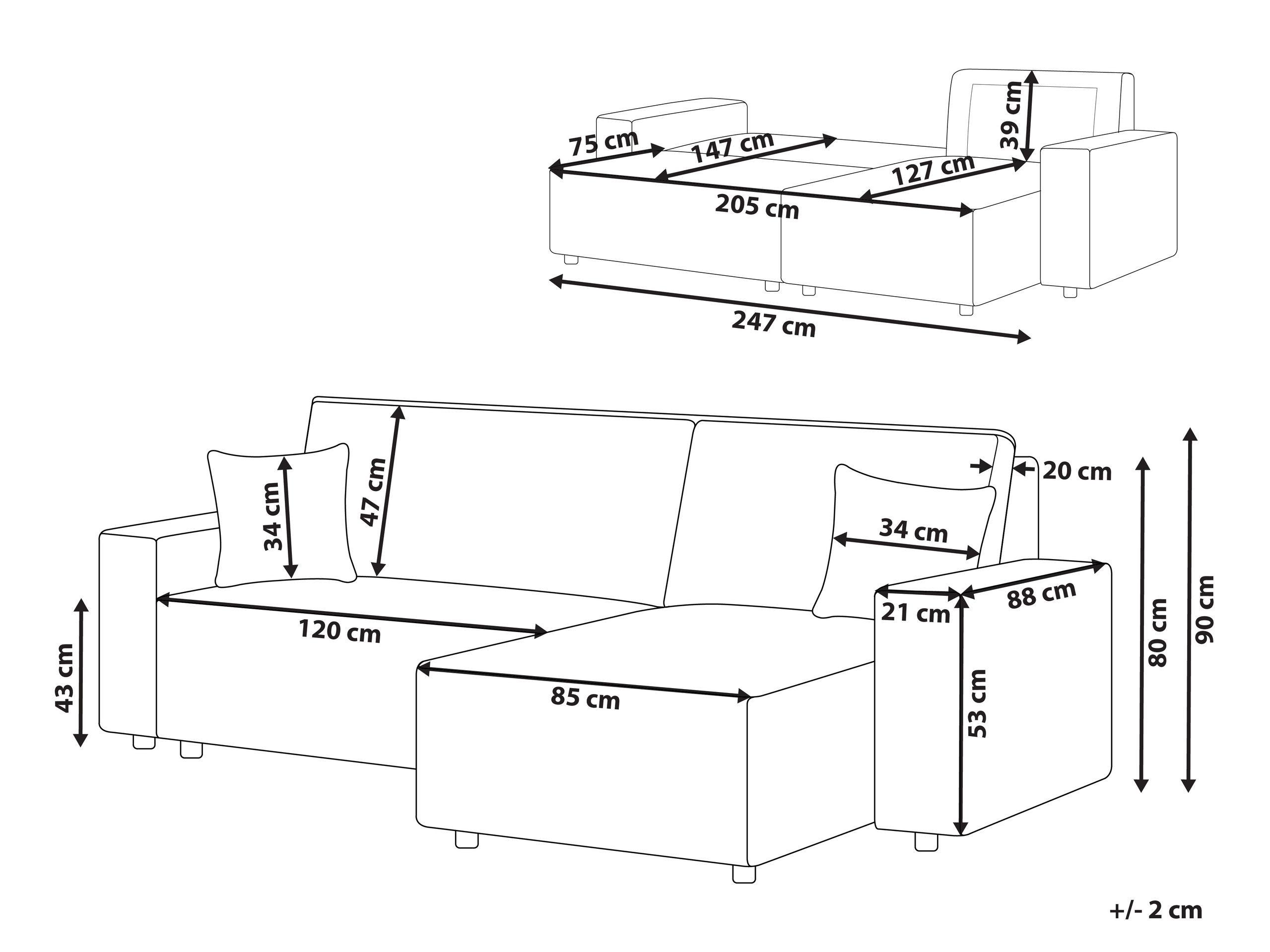 Beliani Schlafsofa aus Cord Modern ABACKA  