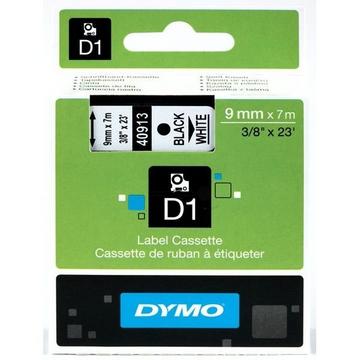 Cassetta nastro DYMO D1 40913 Colore Nastro: Bianco Colore carattere:Nero 9 mm 7 m