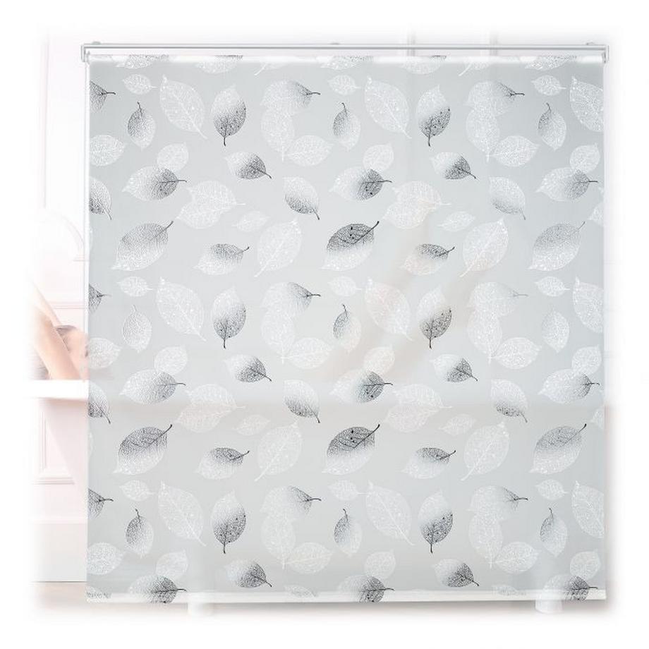 Duschrollo mit Blättermotiv