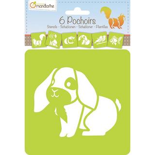 Clairefontaine  Clairefontaine Set de 6 pochoirs enfants, Animaux familiers 