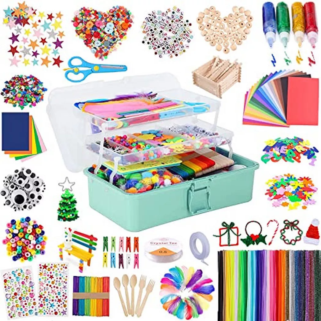 Activity-board - Bastelset für Kinder DIY Kunsthandwerk Bastelpapier Bastelmaterial Bastelbedarf Bastelkasten Scrapbooking, One Size, Rasengrün