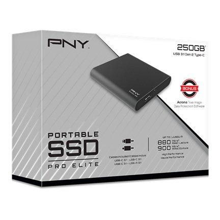 PNY  PNY Pro Elite USB 3.1 Gen 2 250GB PSD0CS2060-250-RB Type-C Portable SSD dark-grey 