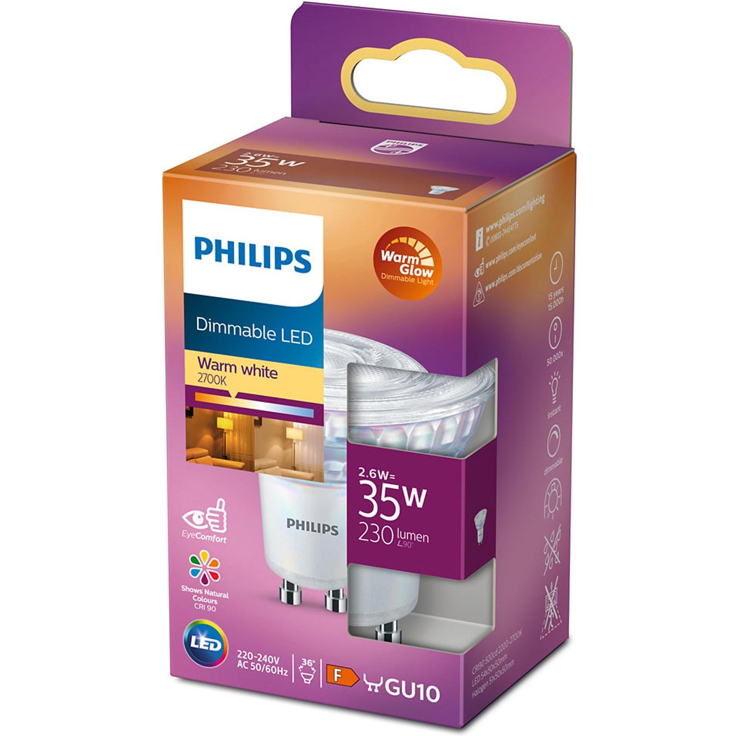 PHILIPS Faretto LED GU10 35W Dimmerabile WarmGlow 230lm  