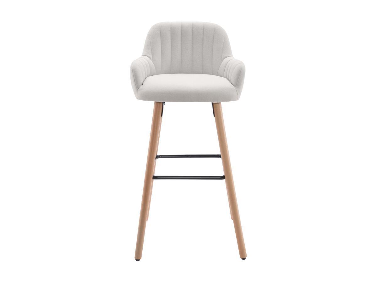 Vente-unique Lot de 2 tabourets de bar en tissu et pieds bois de hêtre - Crème - ELEANA  