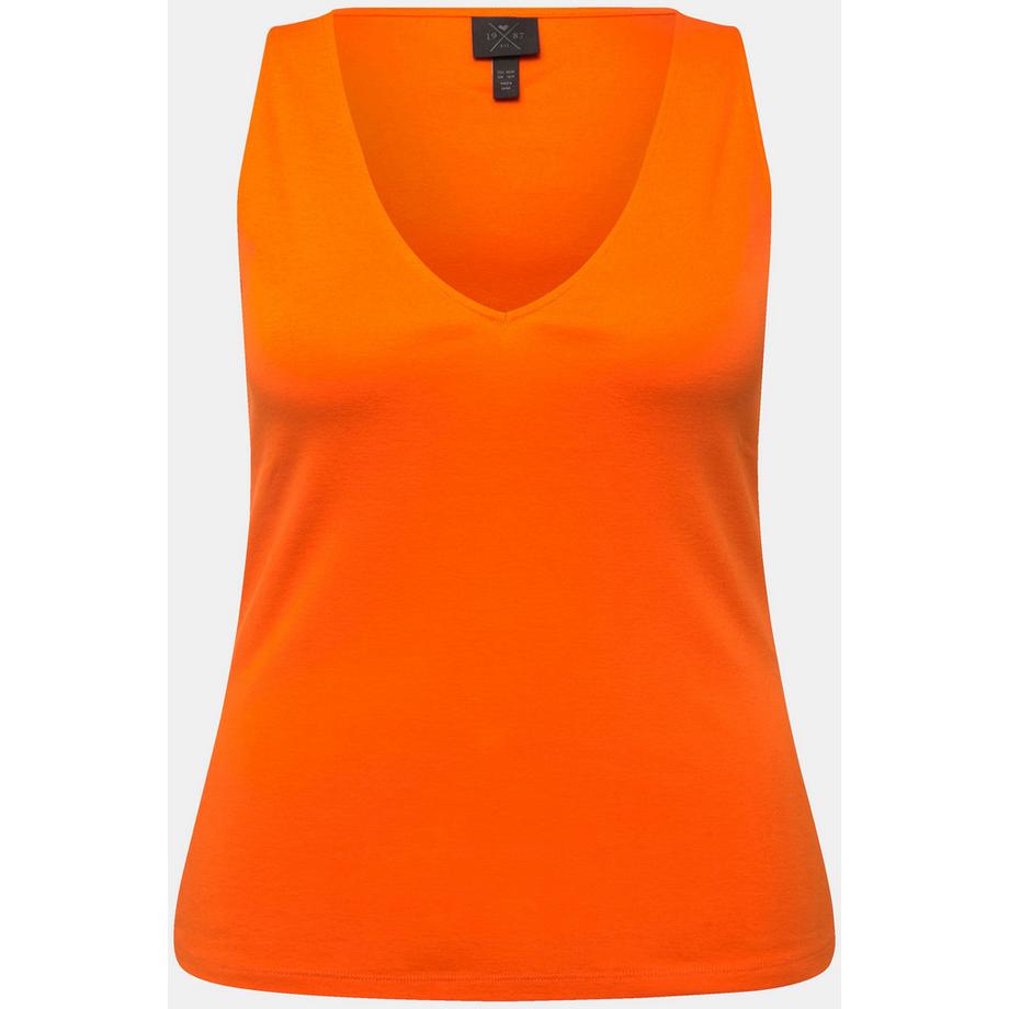 Ulla Popken Rippjersey Slim ärmelloses V-Ausschnitt Top  