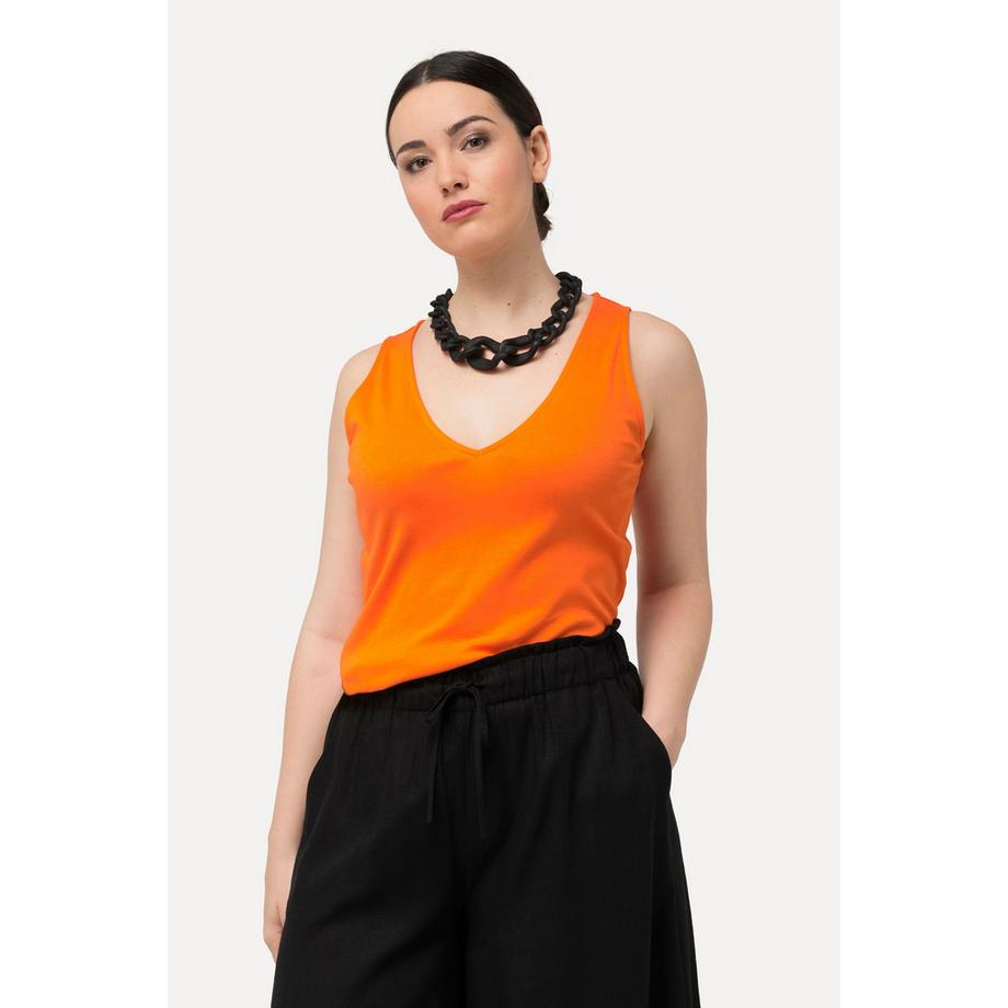 Ulla Popken Rippjersey Slim ärmelloses V-Ausschnitt Top  