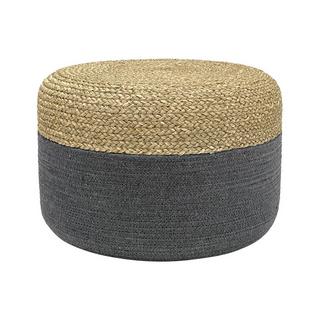 Vente-unique Pouf rond en rotin naturel clair et gris LOMANGO  