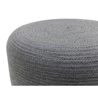 Vente-unique Pouf rotondo in Giunco Naturale chiaro e Grigio - LOMANGO  