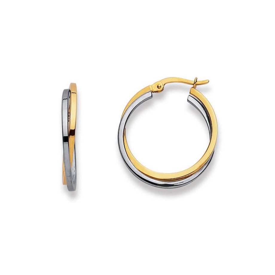 Creolen Bicolor Gelb-/Weissgold 750, 23mm