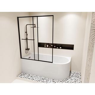 SHOWER DESIGN Duschbadewanne mit schiebbarer Duschtrennwand - Weiß - 240 L - Ecke links - ANIKA  