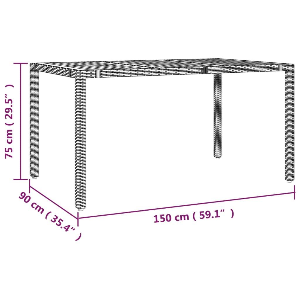 VidaXL Gartentisch mit holzplatte poly-rattan  