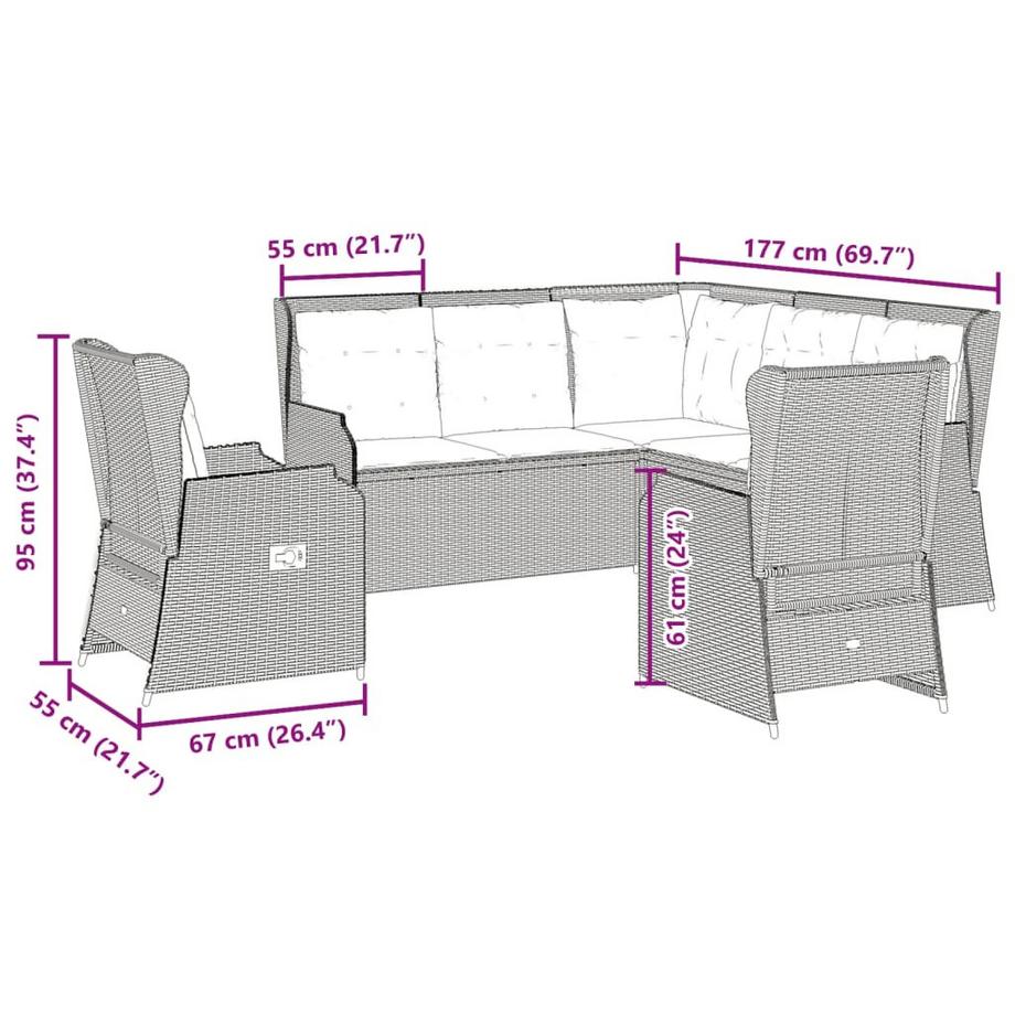 VidaXL set salotto da giardino Polirattan  
