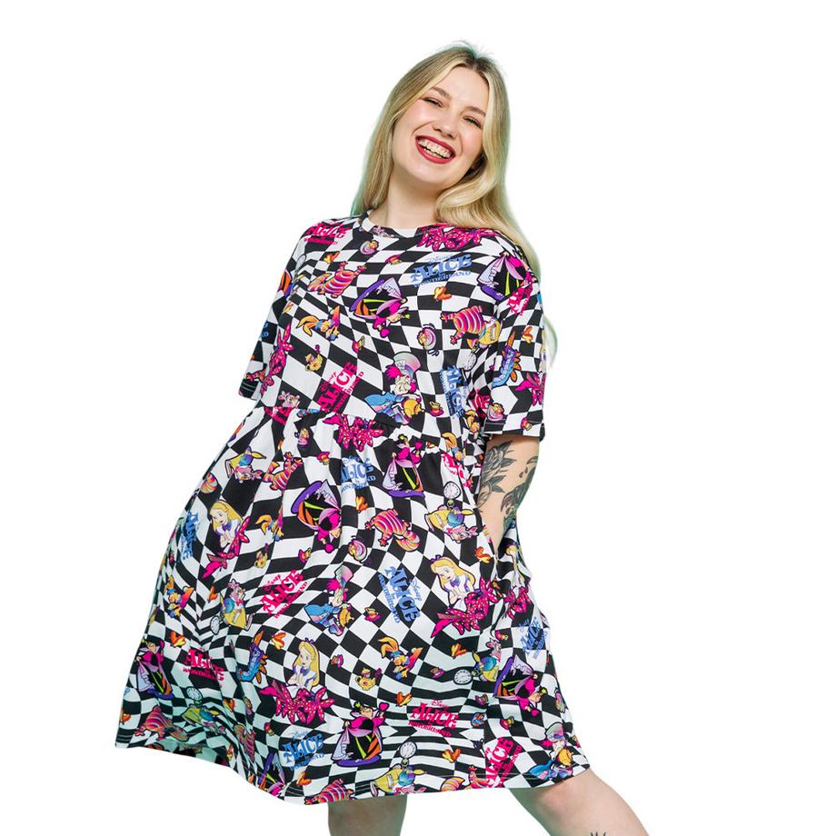 Alice in Wonderland Alice in Wonderland Rundum Bedrucktes Kittelkleid  